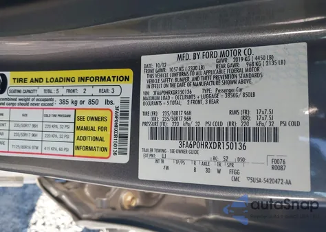 2013 Ford Fusion Se from USA, damaged, VIN 3FA6P0HRXDR150136